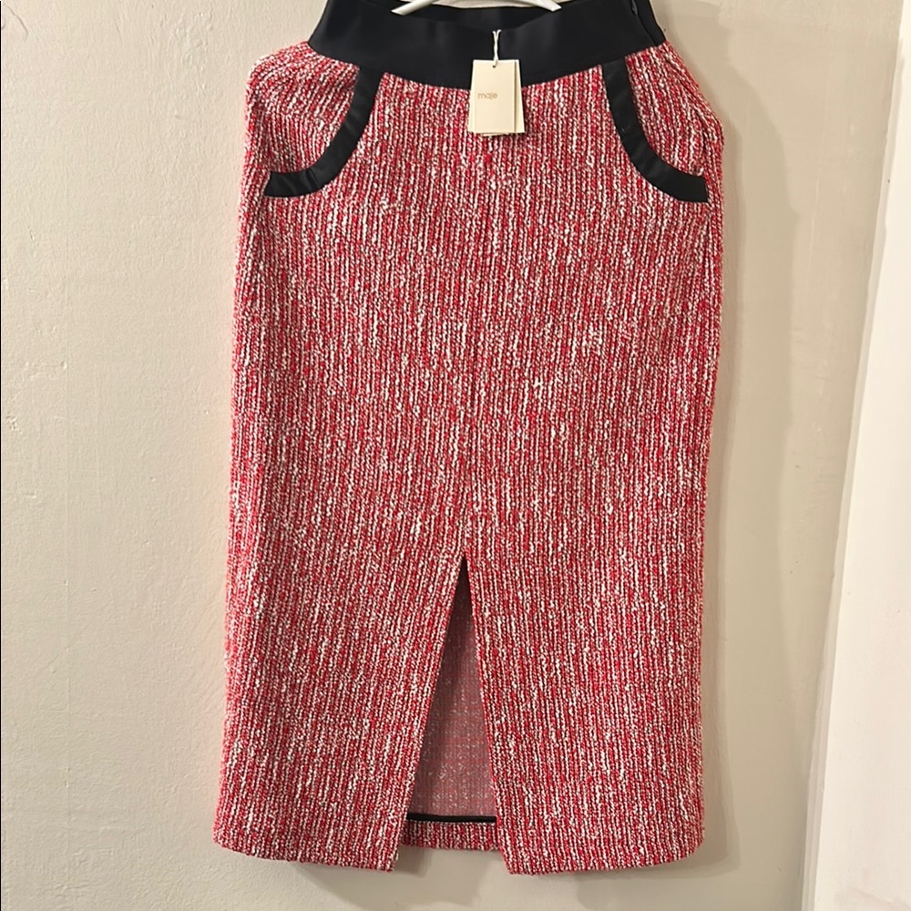Chanel Red Tweed Skirt